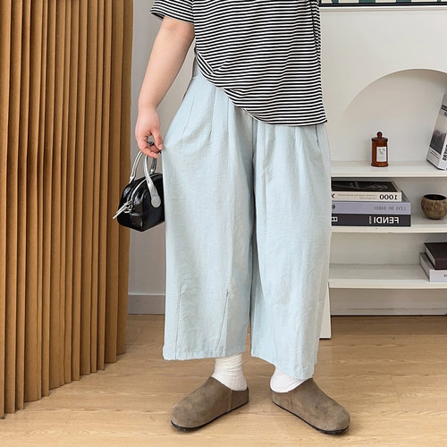 黑色裤子女夏季气球裤休闲大码女装胖mm宽松阔腿裤高腰九分山本裤 - 图2