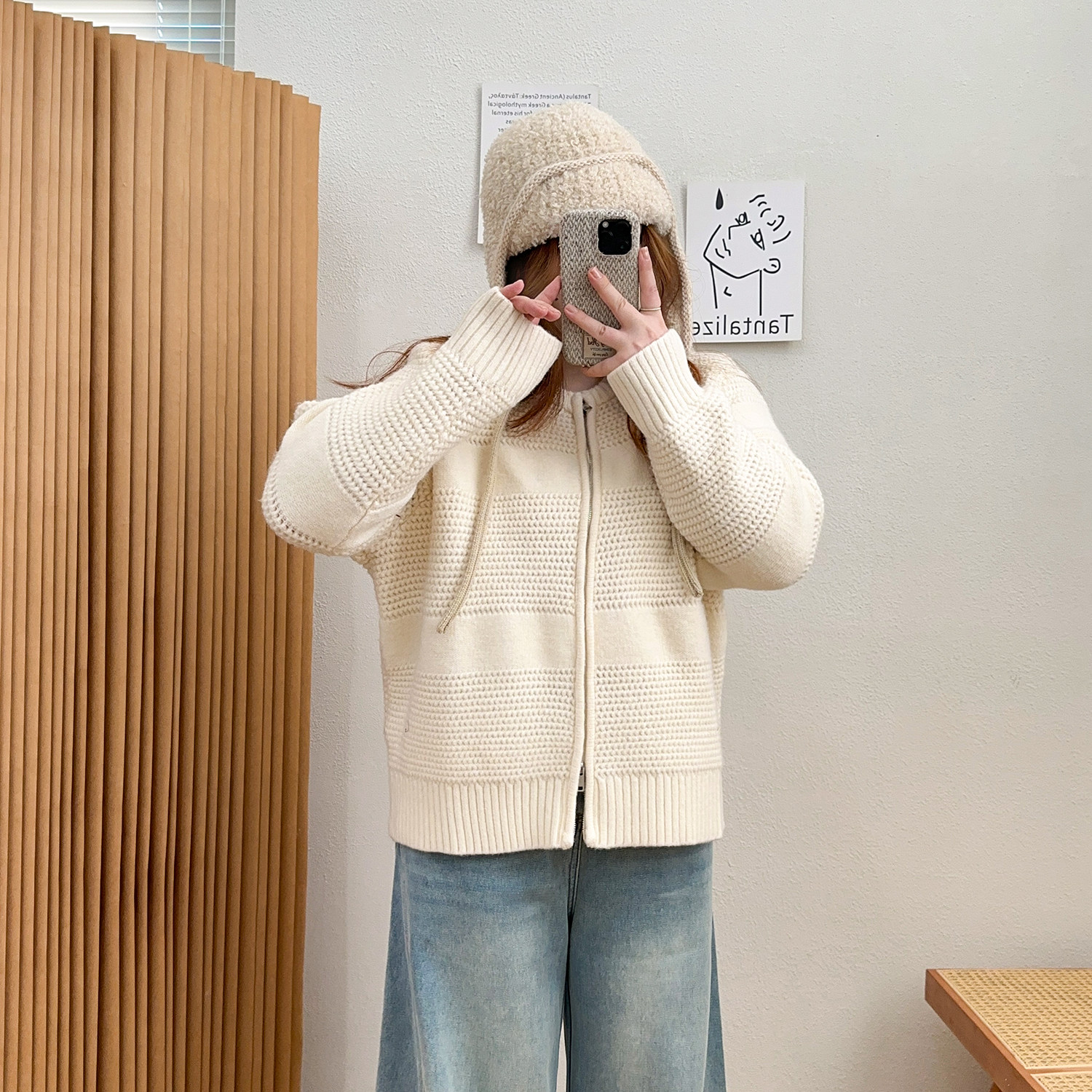 宛宛大码双拉链毛衣开衫女秋冬2025新款胖mm宽松针织外套慵懒上衣,淘宝优惠券,粉丝福利购,淘宝优惠卷