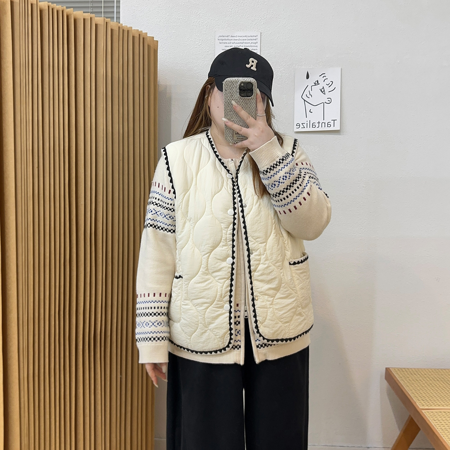 宛宛大码女装韩系叠穿菱格马甲秋冬季新款胖mm撞色200斤马夹外套,淘宝优惠券,粉丝福利购,淘宝优惠卷