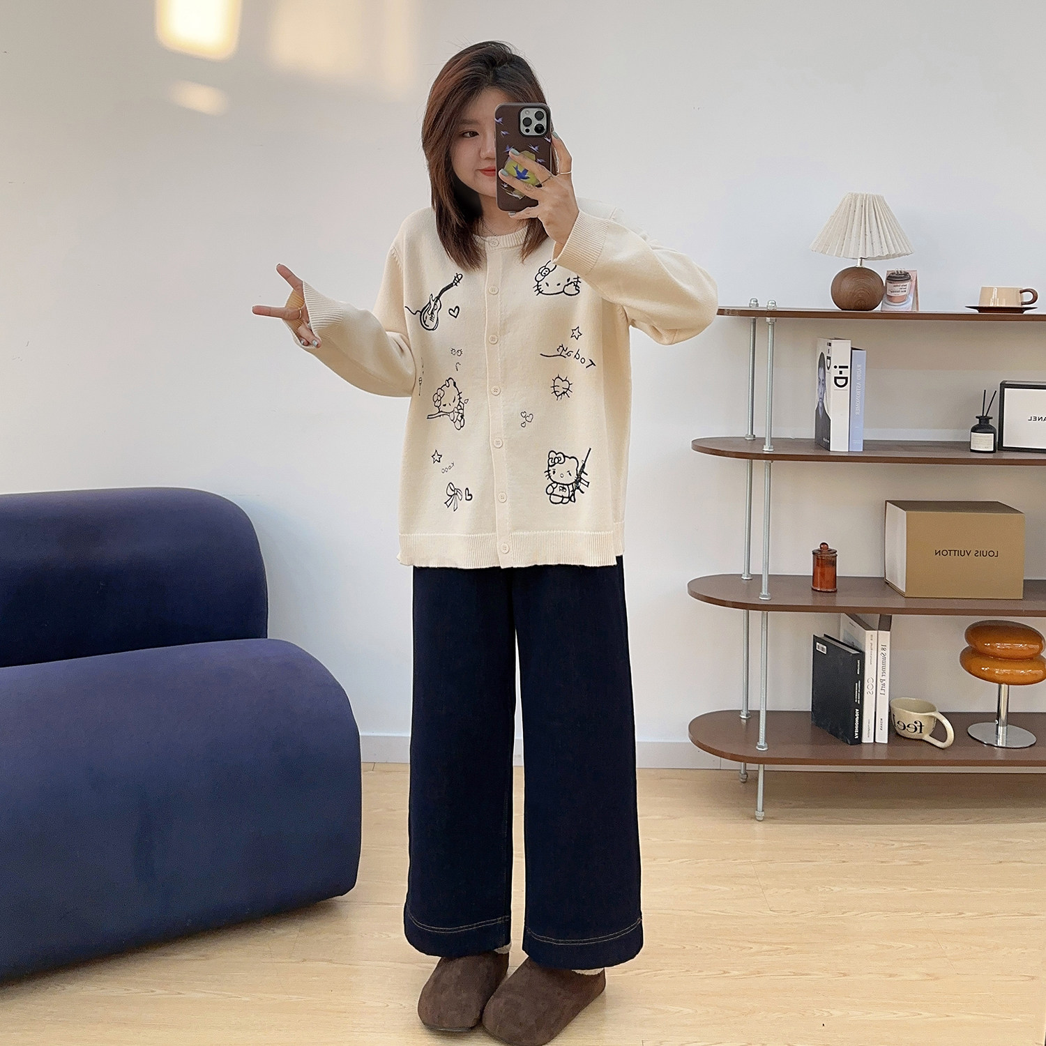 宛宛大码秋冬加绒直筒牛仔裤女胖mm梨形身材显瘦遮肉阔腿九分裤子,淘宝优惠券,粉丝福利购,淘宝优惠卷