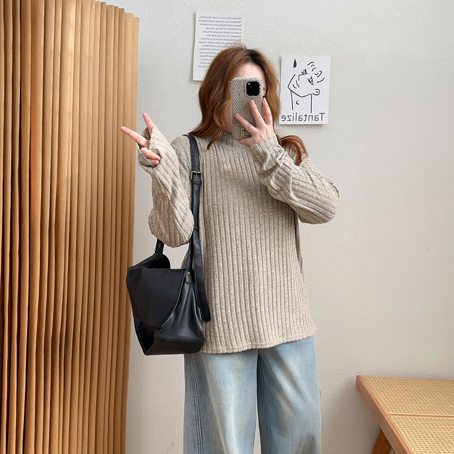 宛宛大码胖MM半高领坑条针织衫女秋冬显瘦遮肉毛衣百搭内搭打底衫,淘宝优惠券,粉丝福利购,淘宝优惠卷