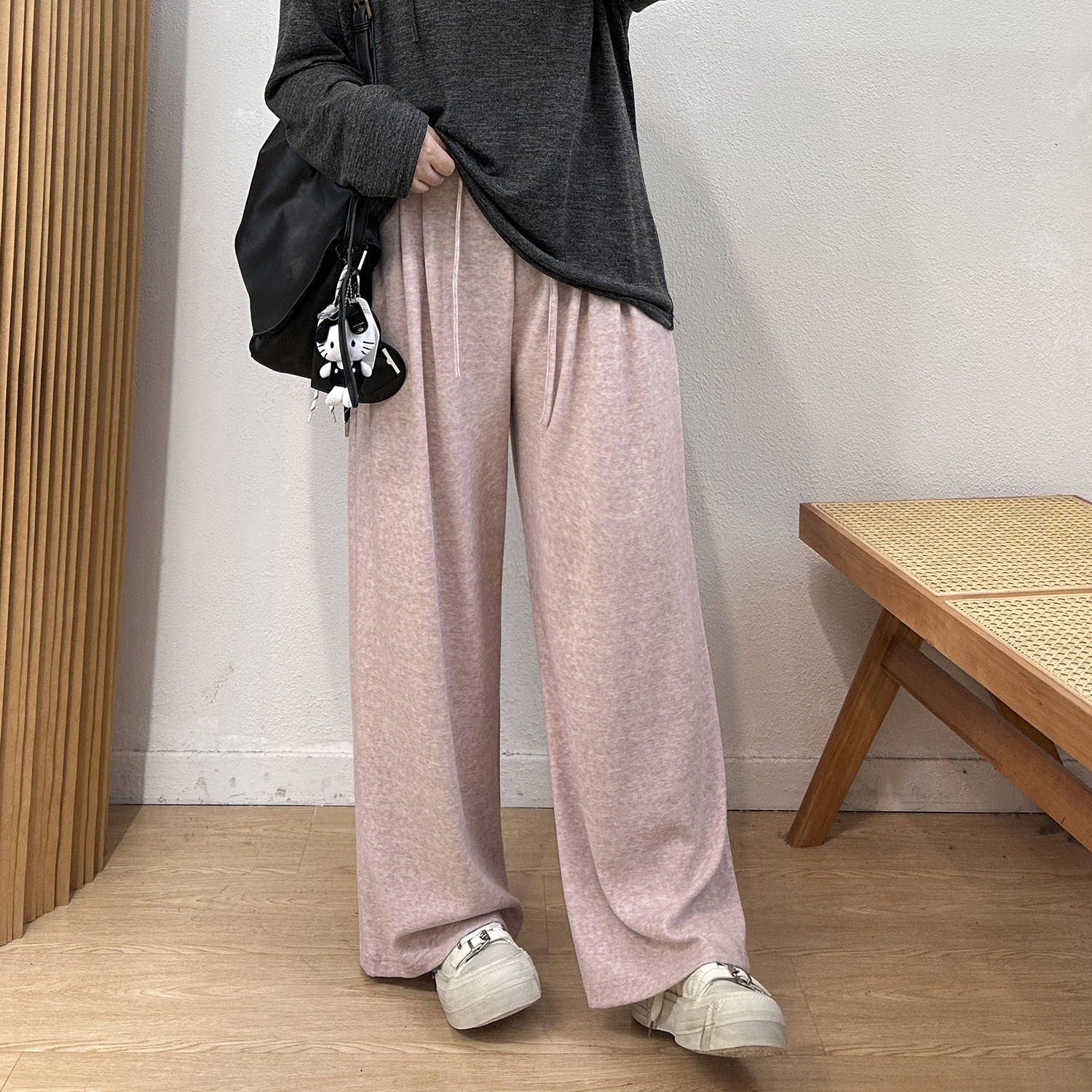 宛宛大码女装休闲裤宽松慵懒风秋新款高腰阔腿裤胖MM显瘦糯米裤子,淘宝优惠券,粉丝福利购,淘宝优惠卷