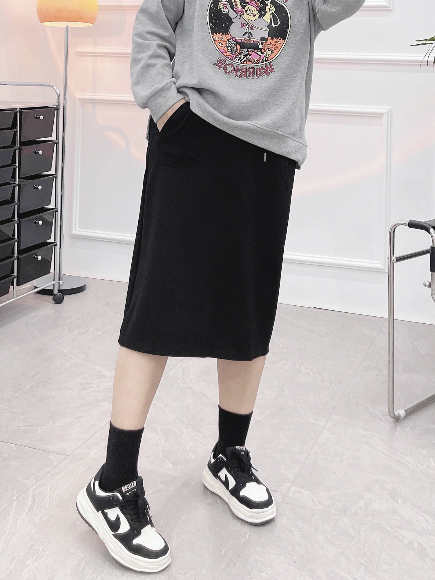 大码休闲半身裙女秋季新款胖MM宽松遮胯显瘦抽绳松紧腰中长款卫裙,淘宝优惠券,粉丝福利购,淘宝优惠卷