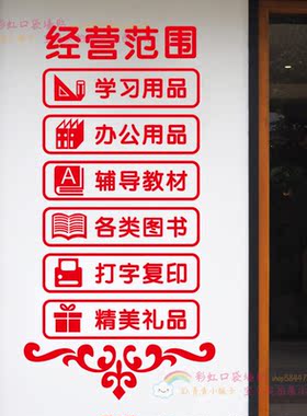 文具店玻璃门橱窗贴画