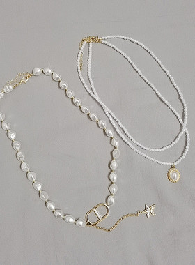 仿珍珠吊坠轻奢小众卫衣新款项链