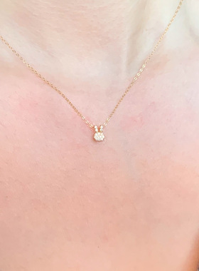 金色爆闪满钻兔子锁骨链新款