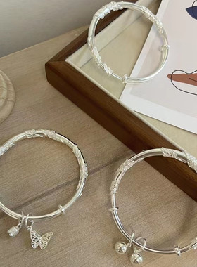 女神推荐实心花丝推拉手镯女繁花似锦花蕊蝴蝶小众送女友妈妈