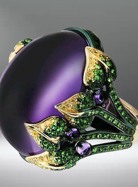 华杰跨境现货热卖大气紫色板材戒指男女款创意新款厂家直销戒指