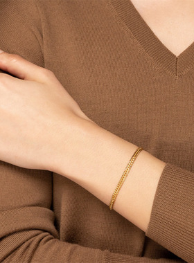 St.delan欧美跨境不锈钢简约百搭电镀14k金不掉色细链饰品链条批