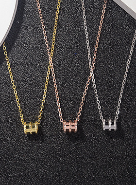 s925纯银小红书同款小蛮腰项链女精工cnc吊坠镀18k金色锁骨链