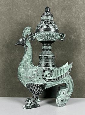 桌面凤凰熏香炉仿古摆件