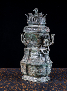 铜方壶复古大号摆件客厅