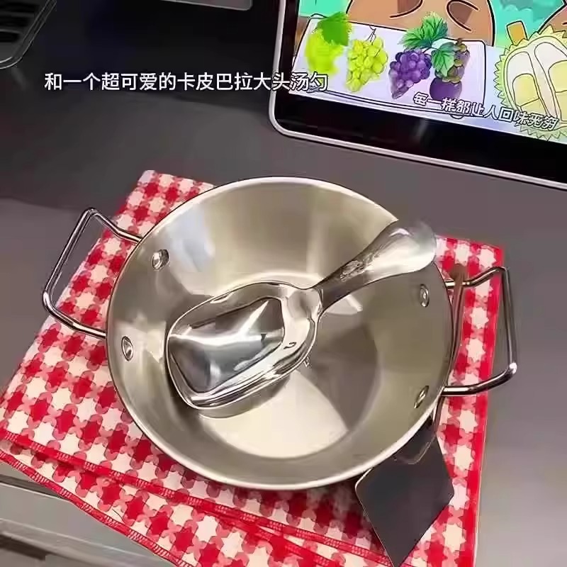 早餐沙拉双耳碗勺子个人家用餐具新款高颜值宿舍不锈钢燕麦泡面碗