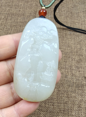 天然新疆和田玉青海山料青白玉原石把件挂件山水保真支持全国复验