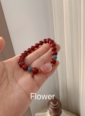 朱砂盐源貔貅手串气质轻奢复古小众新中式国风红色本命年新年手链