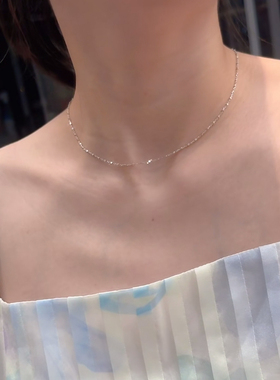 满天星波光粼粼不掉色钛钢素链无吊坠极细百搭细闪女生蛇骨链颈链