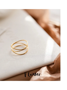 极细三层线条钛钢镀18K戒指小众轻奢高级设计感叠戴食指戒2026新