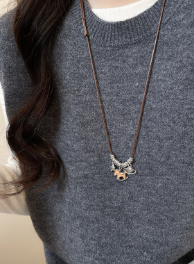 小马星球编织绳项链气质轻奢时尚百搭马年本命年编织绳长款毛衣链