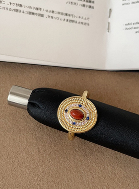 复古红色滴釉花朵开口戒指气质轻奢小众优雅高级感复古宫廷风指环