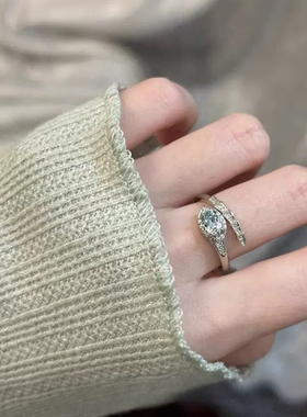 蛇形锆石开口戒指气质轻奢小众设计百搭精致清冷感食指叠戴指环