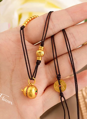葫芦钱币福字编织绳项链新中式复古轻奢时尚福禄招财转运项链