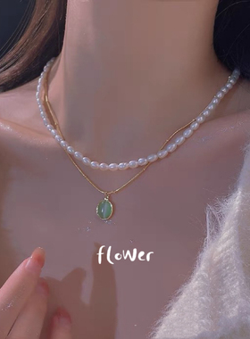 钛钢猫眼石项链气质复古简约轻奢时尚百搭吊坠TX01