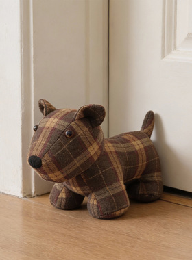 可爱格子布艺立体动物门挡