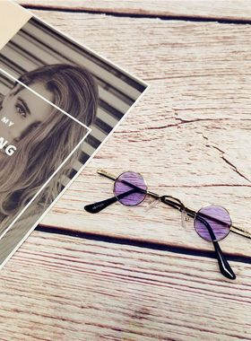 网红多彩新款超小框圆形复古墨镜