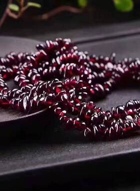 天然酒红石榴石手链碎石手串脚链