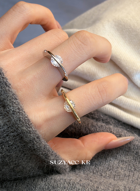 suzyacc kr闪耀宇宙转动锆石戒指轻奢简约小众设计感食指戒指环女
