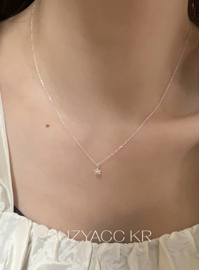 suzyacc kr纯银珍珠mini花朵项链女简约小众百搭温柔高级感锁骨链