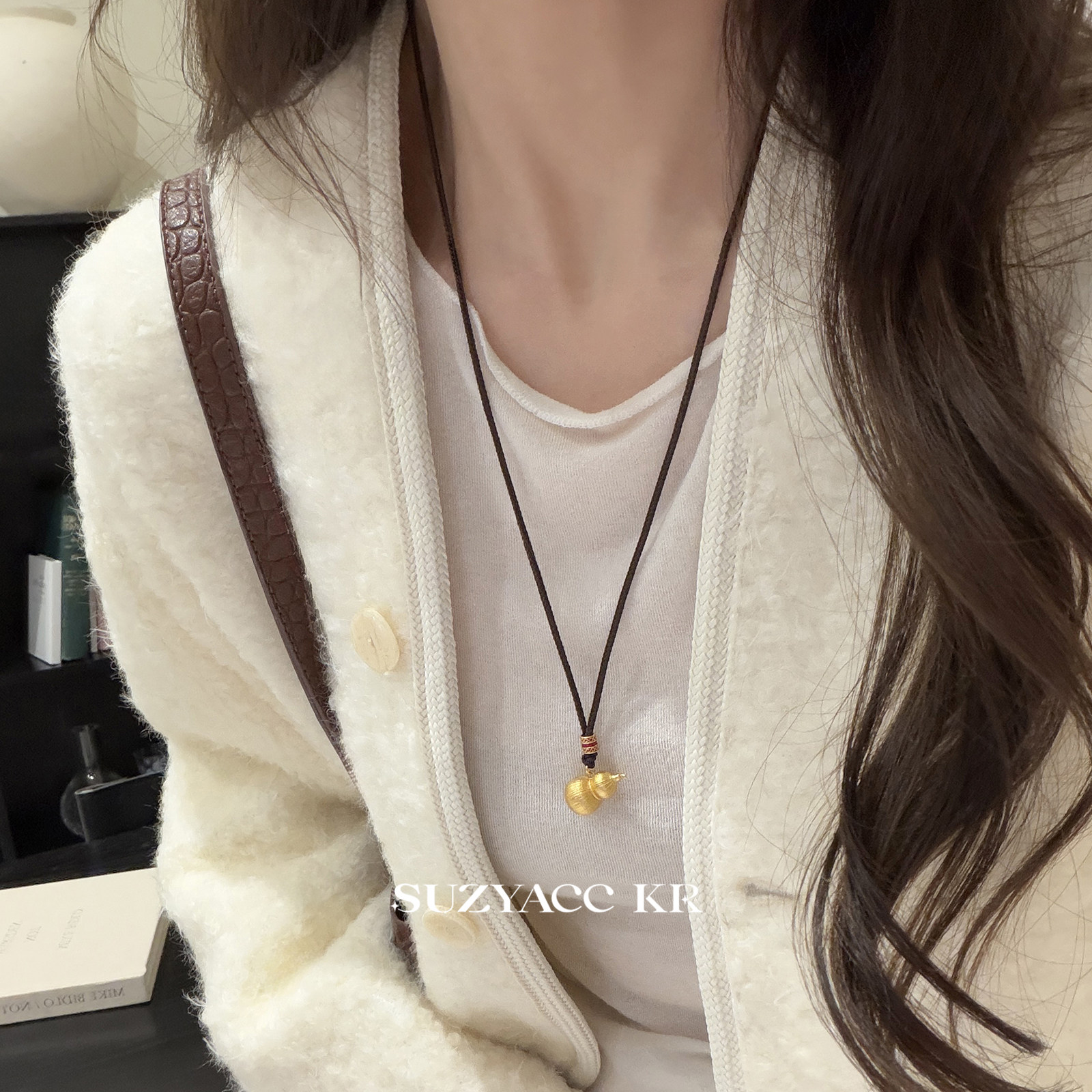 suzyacc kr珠宝感纯银拉丝金葫芦毛衣链新年轻奢高级感贵气长项链,淘宝优惠券,粉丝福利购,淘宝优惠卷
