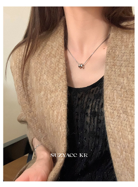 suzyacc kr纯银彩钻路路通项链轻奢百搭小众高级感锁骨链复古颈链