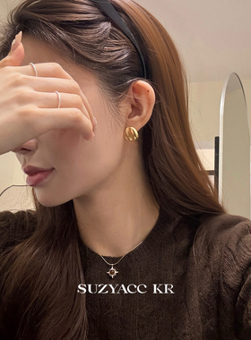 suzyacc kr磨砂拉丝纽扣耳环高级轻奢个性质感耳钉通勤简约耳饰女