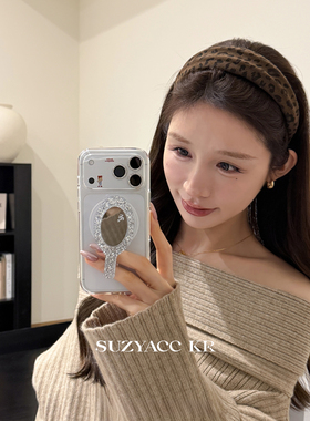 suzyacc kr秋冬豹纹高颅顶凹凸宽边发箍个性小众设计感通勤发饰女