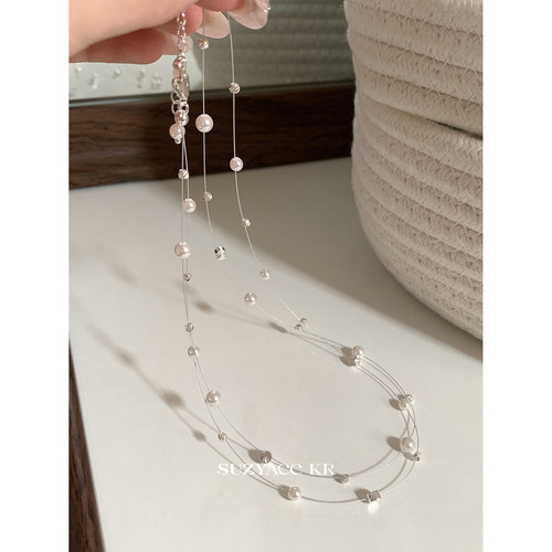 suzyacc kr仿珍珠满天星项链女高级轻奢小众锁骨链温柔气质颈链 - 图2