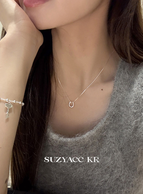 suzyacc kr极简风纯银马蹄扣项链2026新款早秋气质小众高级毛衣链