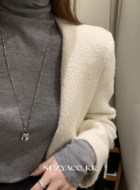suzyacc kr极简双层珠珠水滴毛衣链2024新款ins风轻奢小众长项链