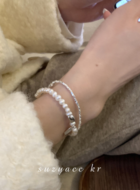 suzyacckr珍珠手链手饰纯银