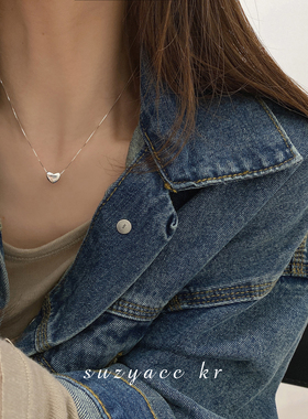 韩国纯银银爱心ins冷淡风锁骨链