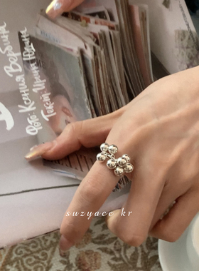 纯银珠珠葡萄串戒指小众