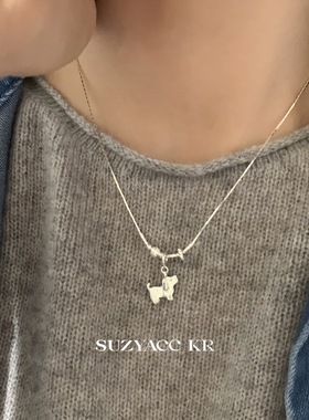 suzyacc kr小众设计纯银素链苹果梨子吊坠个性高级感百搭毛衣链女