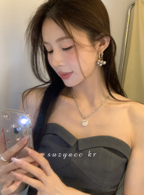 纯银锡纸圆牌闪闪项链