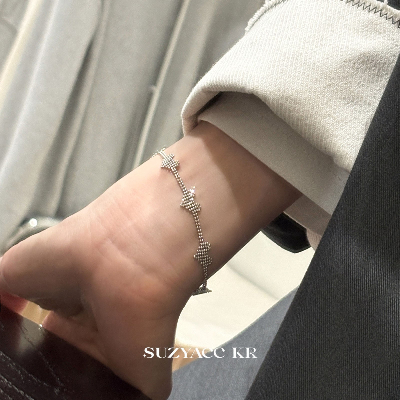 suzyacc kr进口重工超闪链纯银爱心手链轻奢通勤质感小众设计手饰,淘宝优惠券,粉丝福利购,淘宝优惠卷