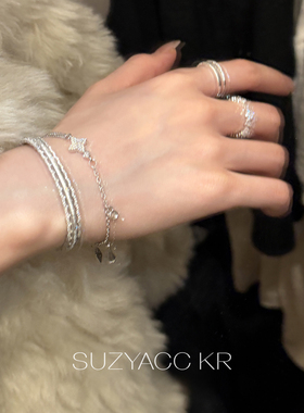 suayacc kr轻奢珠宝感手工拉丝蕾丝手镯女2026年重工复古精致手饰