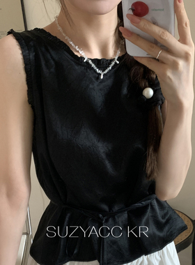 suzyacc kr拉丝水滴水晶项链女款2026新款个性小众简约ins锁骨链
