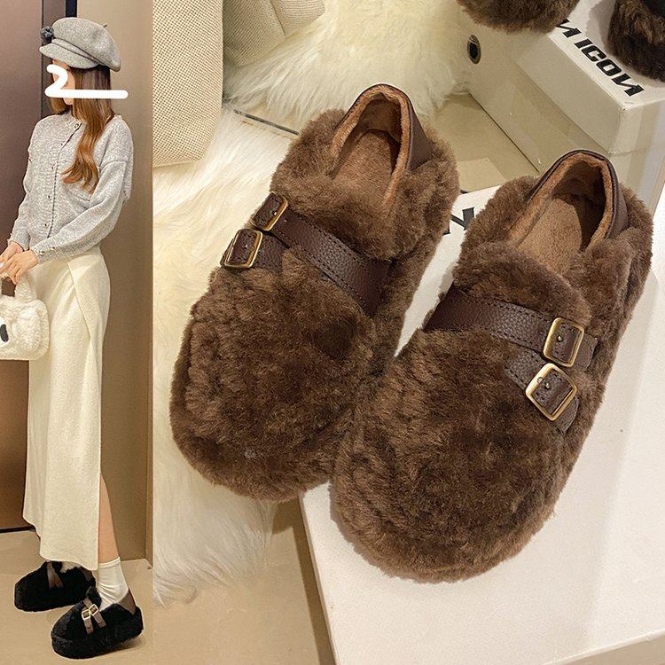 毛毛鞋女款2025新款冬季加绒加厚棉鞋一脚蹬两穿豆豆鞋包头棉拖鞋,淘宝优惠券,粉丝福利购,淘宝优惠卷
