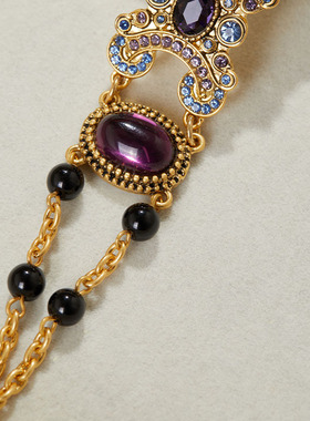新款手链紫色琉璃宝石重工首饰密镶水钻复古手链轻奢高级感手串
