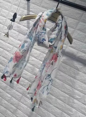 我爱我的恋衣坊印花流苏女士巴厘纱百搭花色春夏1551通勤清仓围巾