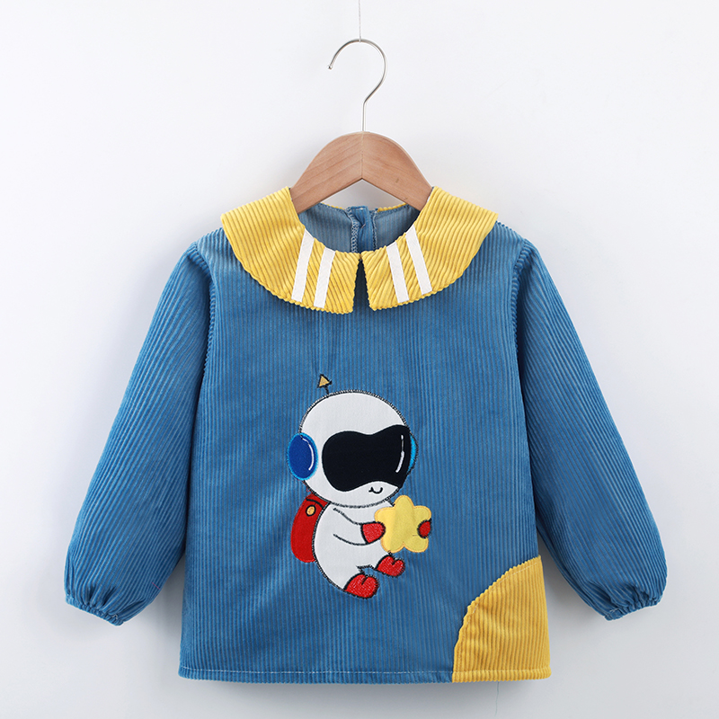 Children's anti-dirty reverse clothing baby coverall velvet fabric